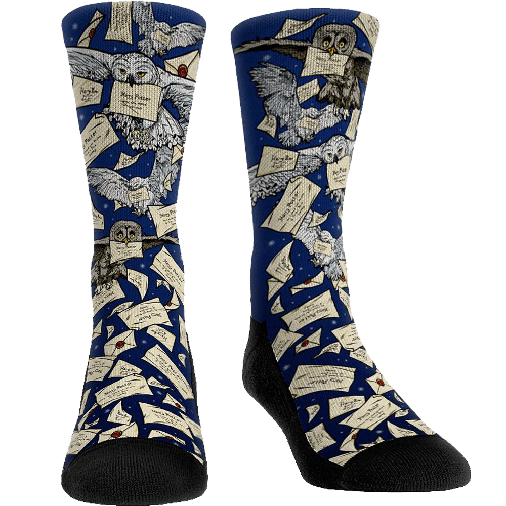 Harry Potter Owl Delivery Men's Crew Socks 10-13 / Ivory