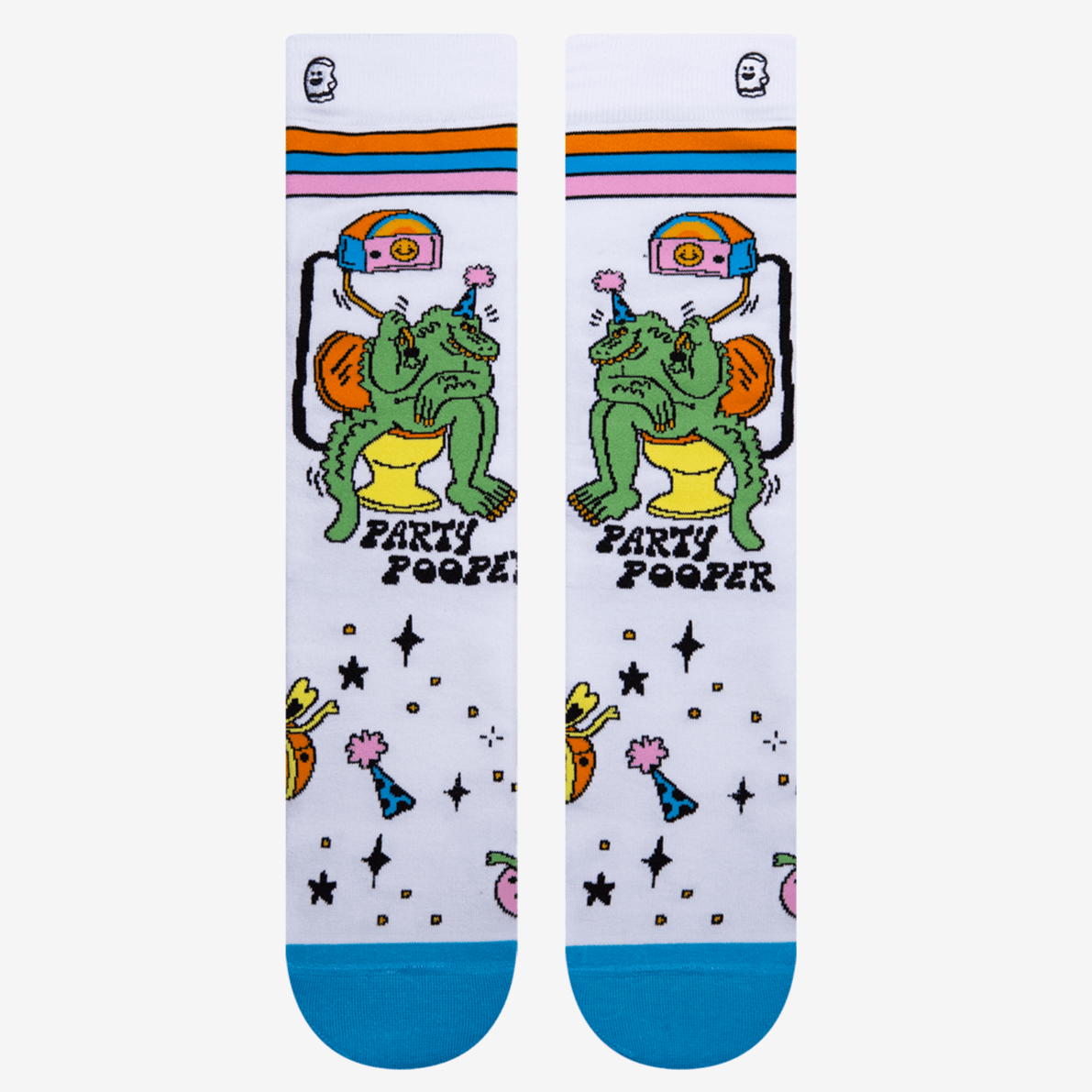 Party Pooper Men's Crew Sock White