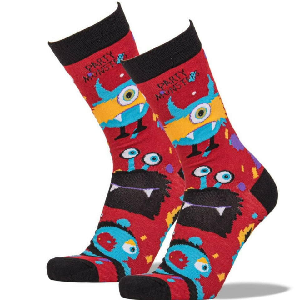 Monster Party Crew Sock Men's / Red