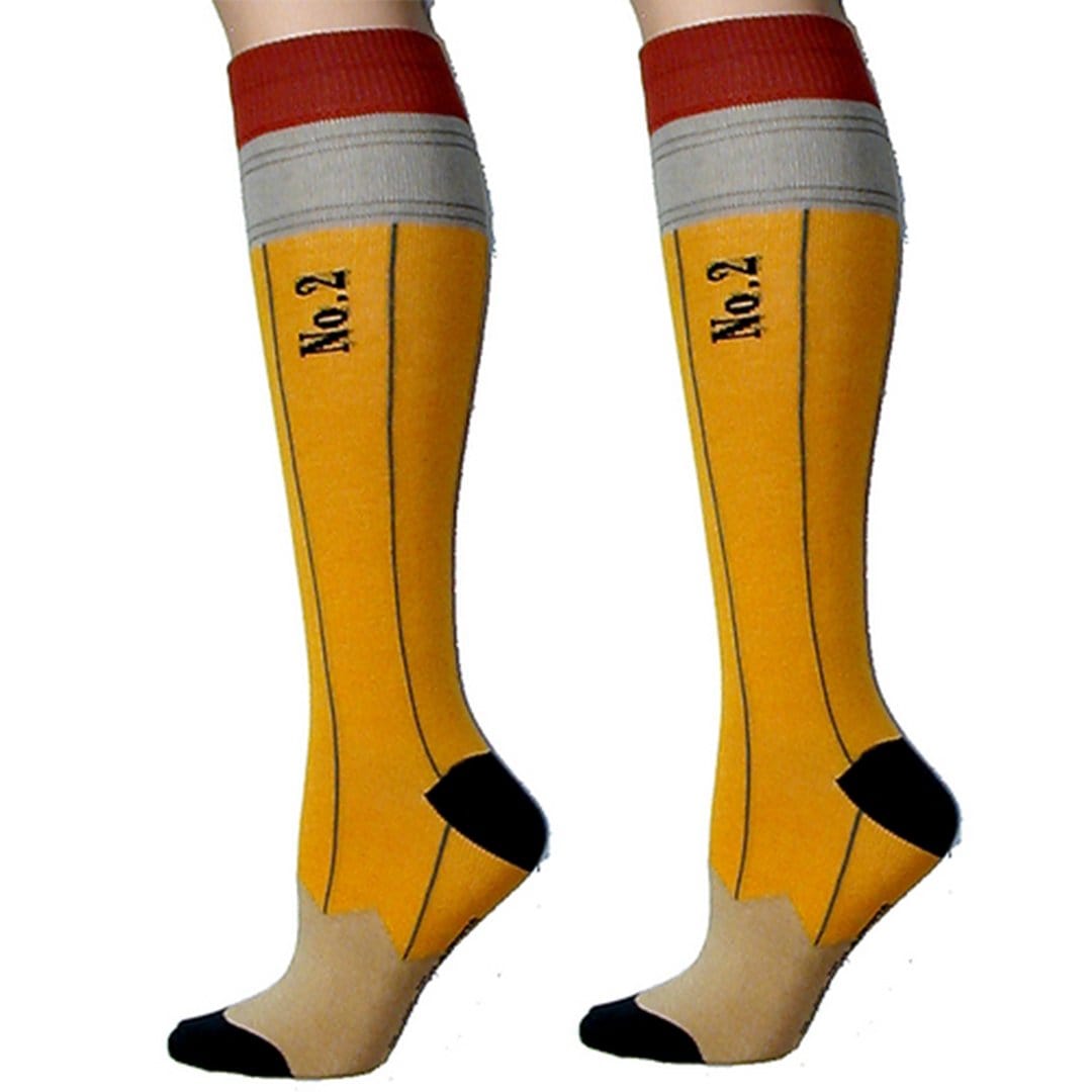 Pencil Women's Knee High Socks Yellow