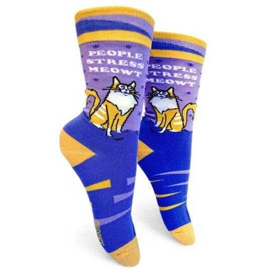 People Stress Meowt Women's Crew Socks Purple