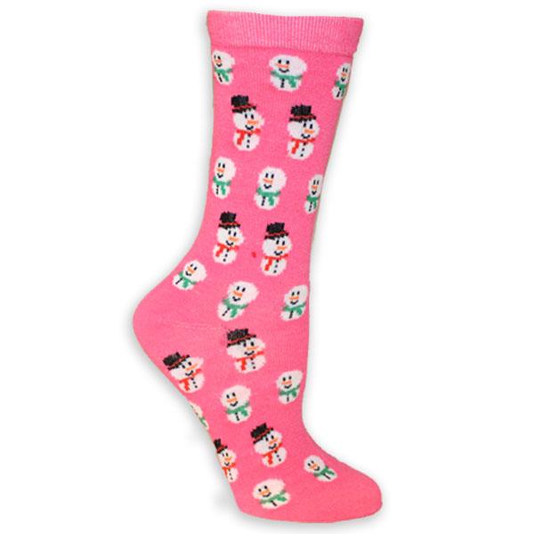 Holiday Snowmen Women’s Holiday Sock Pink