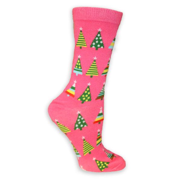 Christmas Trees Women’s Holiday Sock Pink