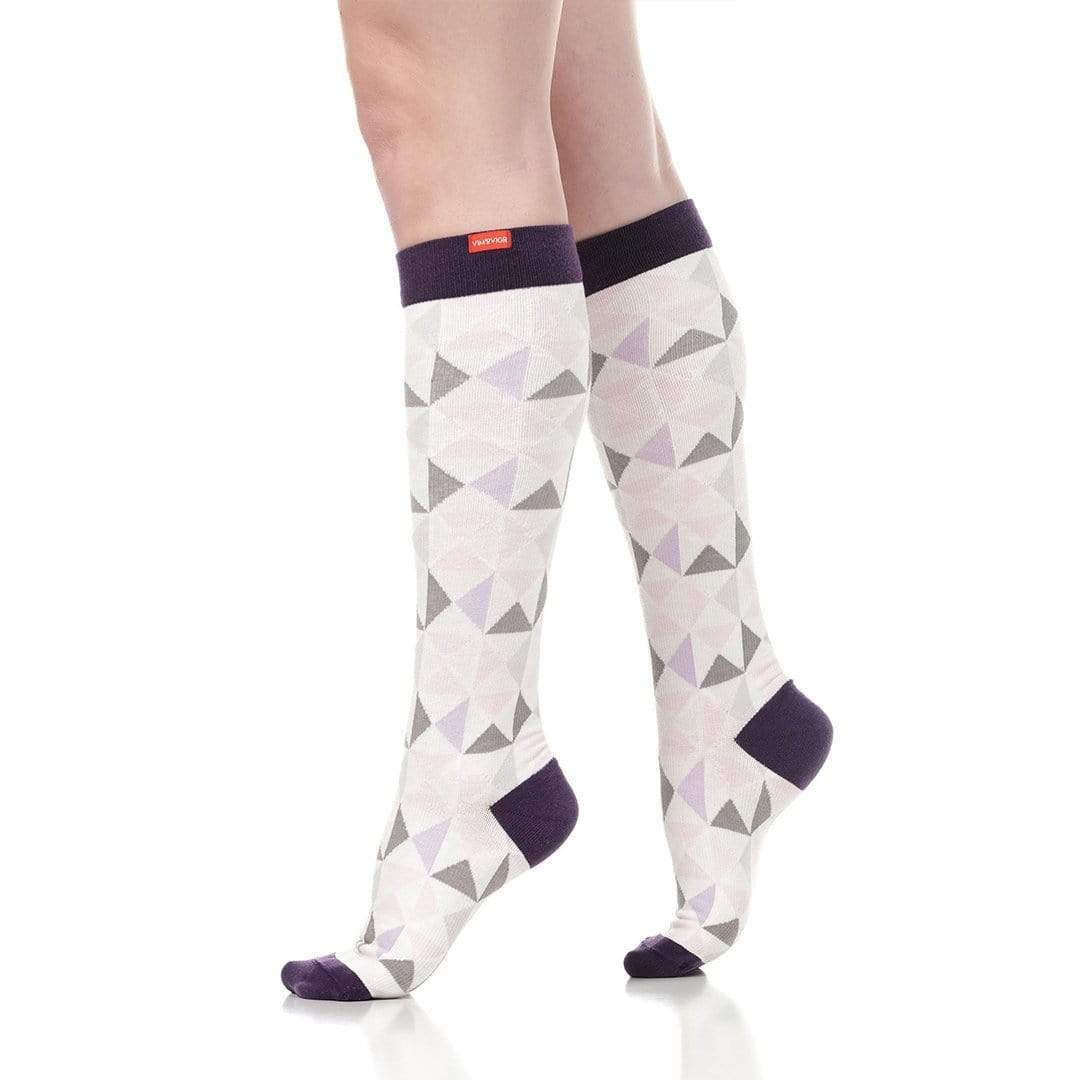Modern Triangle: Pink &amp; Lavender Compression Socks Unisex Knee High Sock