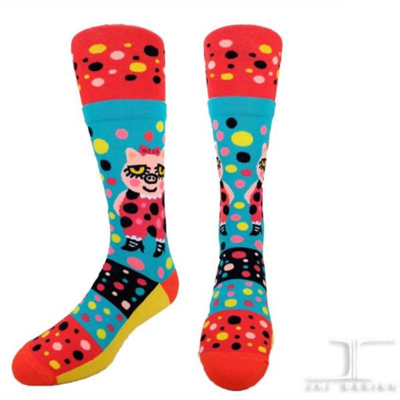 Pop Art Pig Socks Unisex Crew Sock Teal