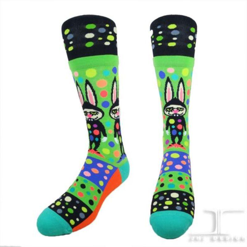 Pop Art Rabbit Socks Unisex Crew Sock Green