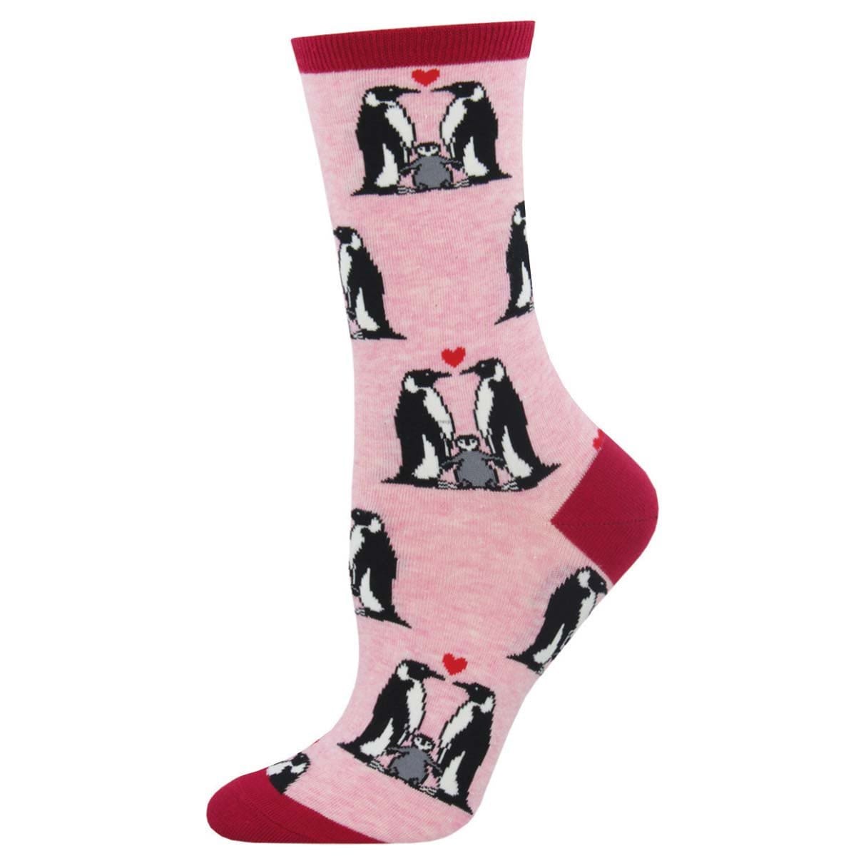 Penguin Love Women&#39;s Crew Sock Pink