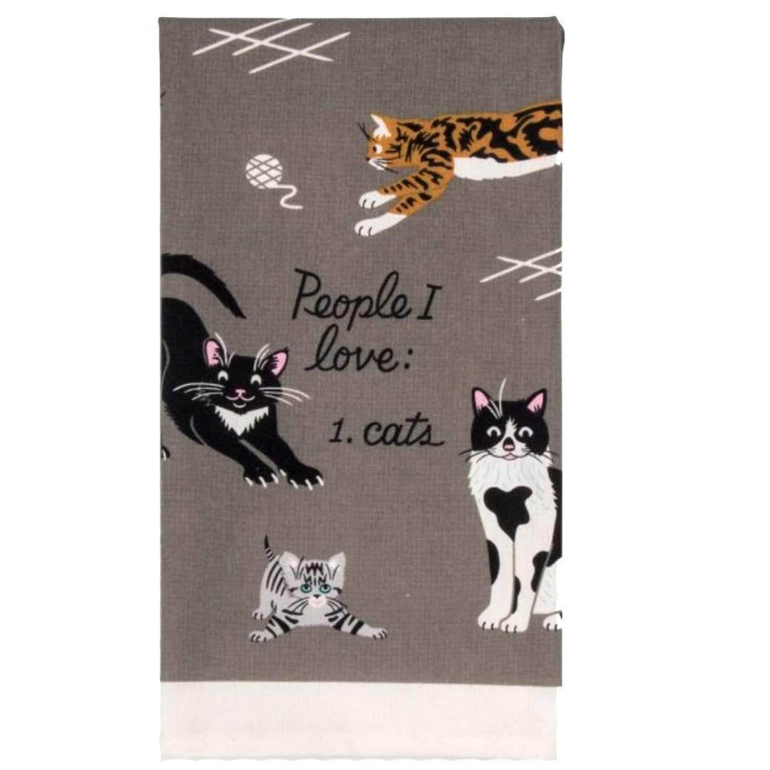 People I Love: Cats Dish Towel Grey