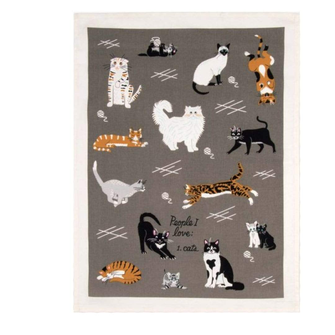 People I Love: Cats Dish Towel Grey