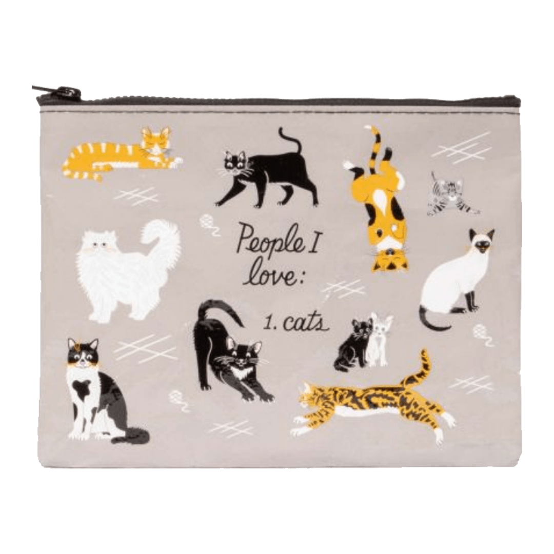 People I Love Cats Zipper Pouch Grey