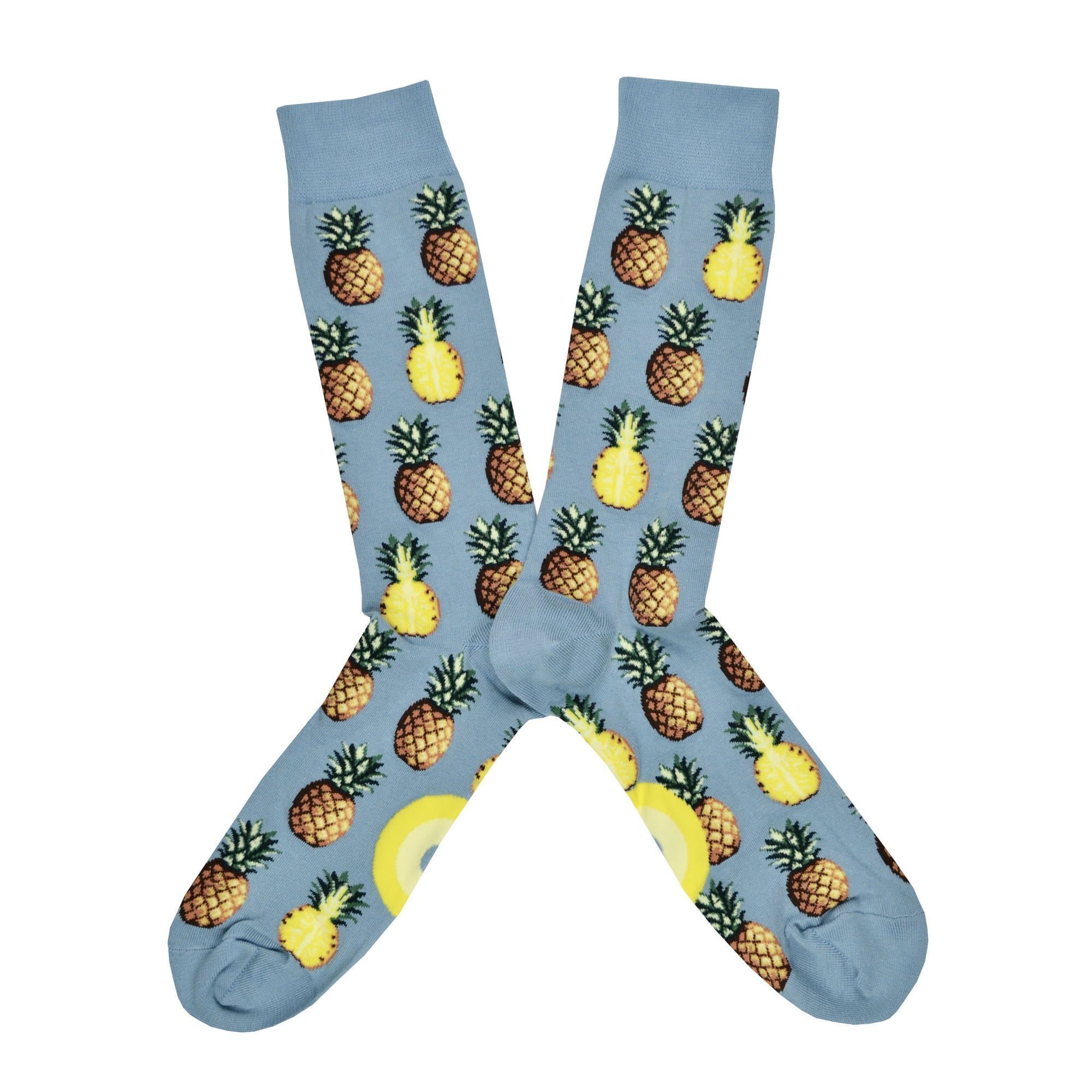 Pursuit of Pineapples – Crew Socks for Men - gray - John's Crazy Socks