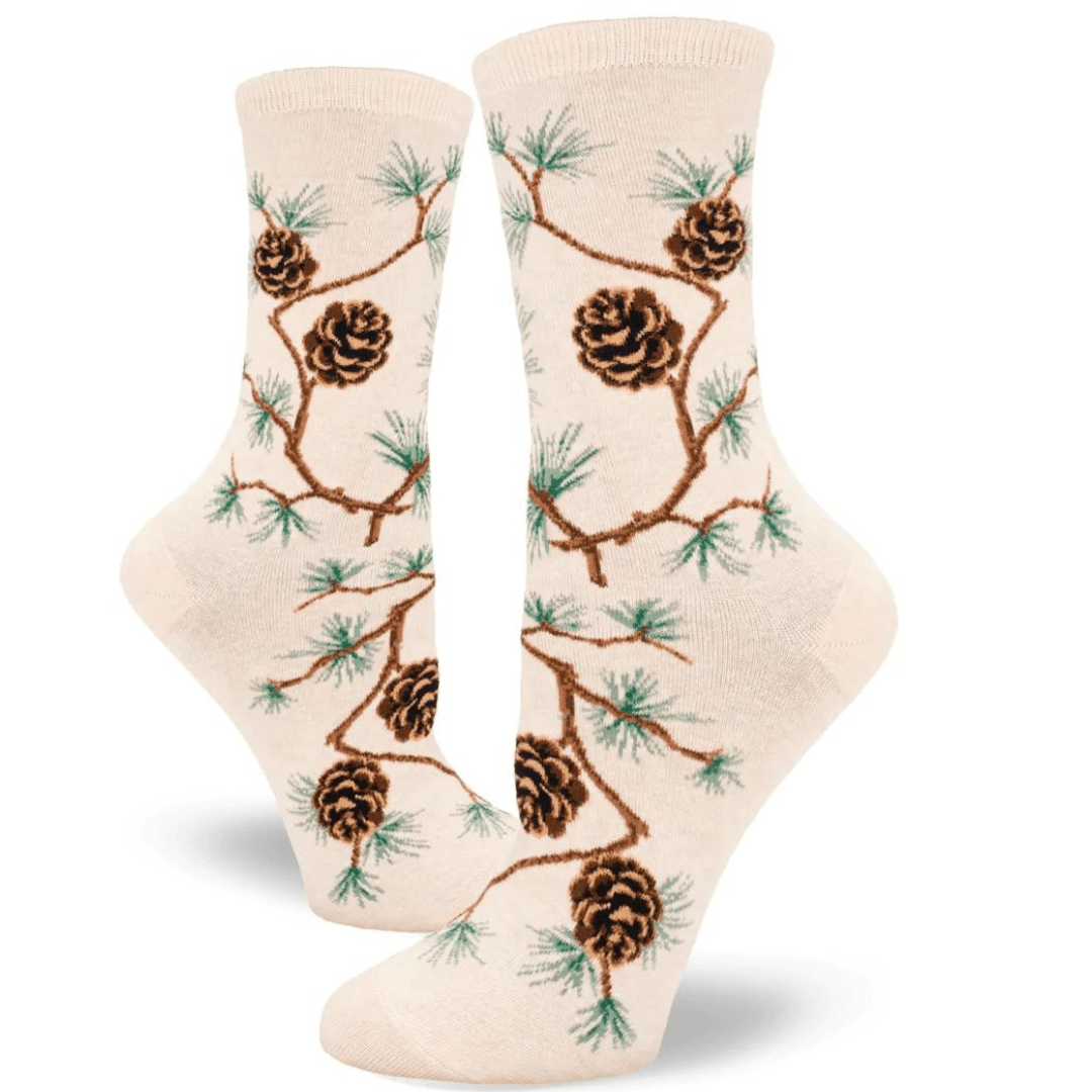 Pinecone Women's Crew Socks Cream