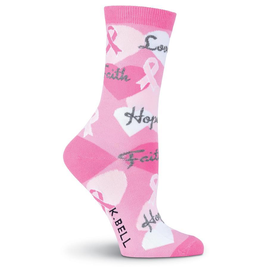 Pink Ribbon Socks Women&#39;s Crew Sock Pink