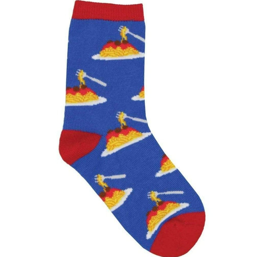 Please Pasta Noodles Crew Sock Blue / Children's 7-10 years old (children's shoe sizes 12-5Y)