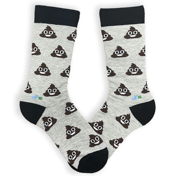 Poop Emoji Men's Crew Socks Grey