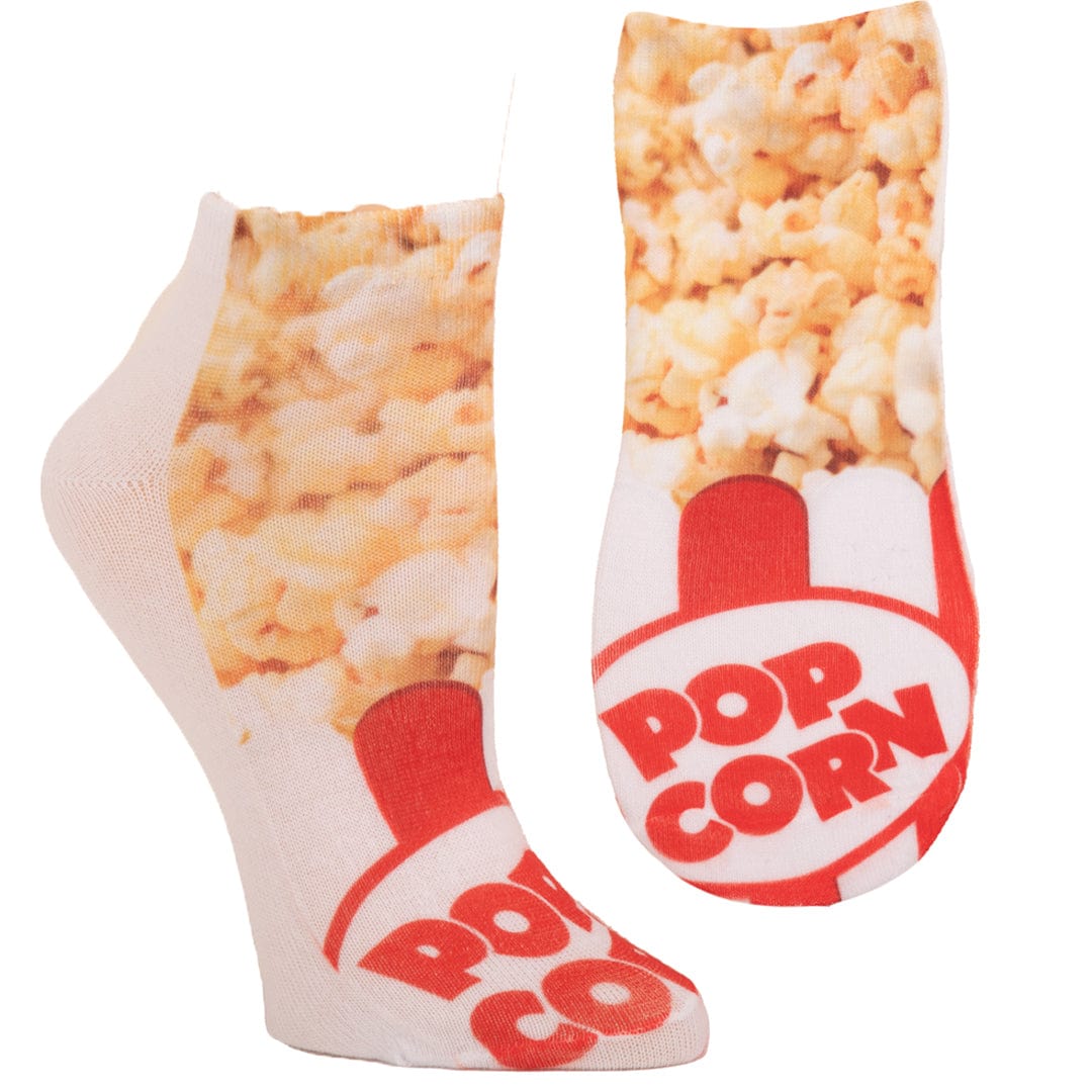 Popcorn Ankle Socks Red and White