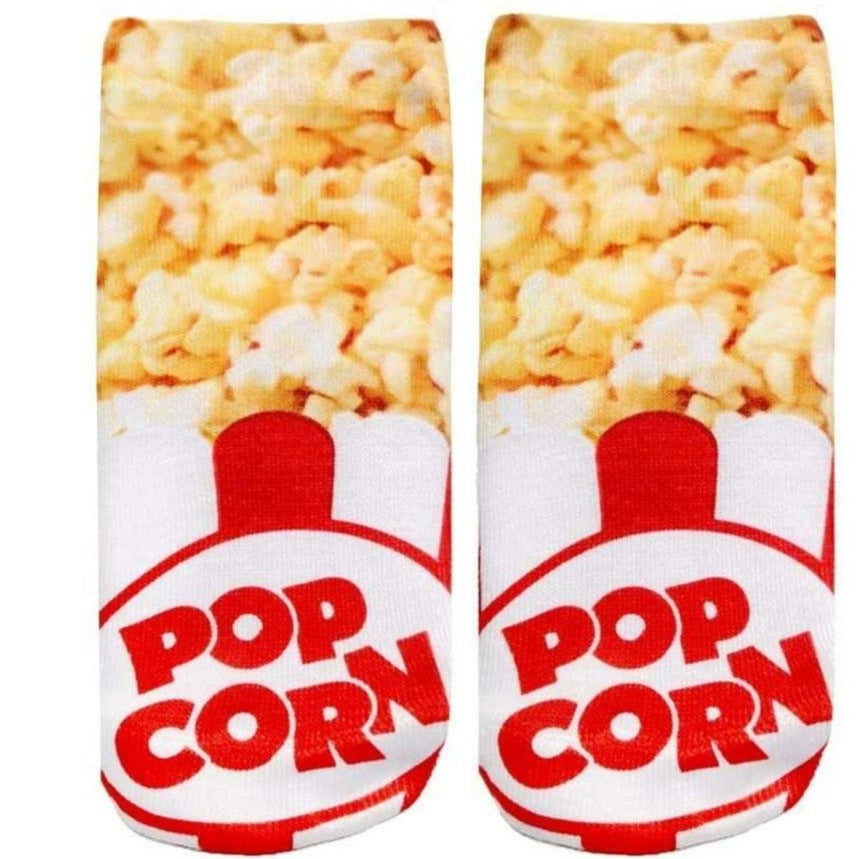 Popcorn Ankle Socks Red and White