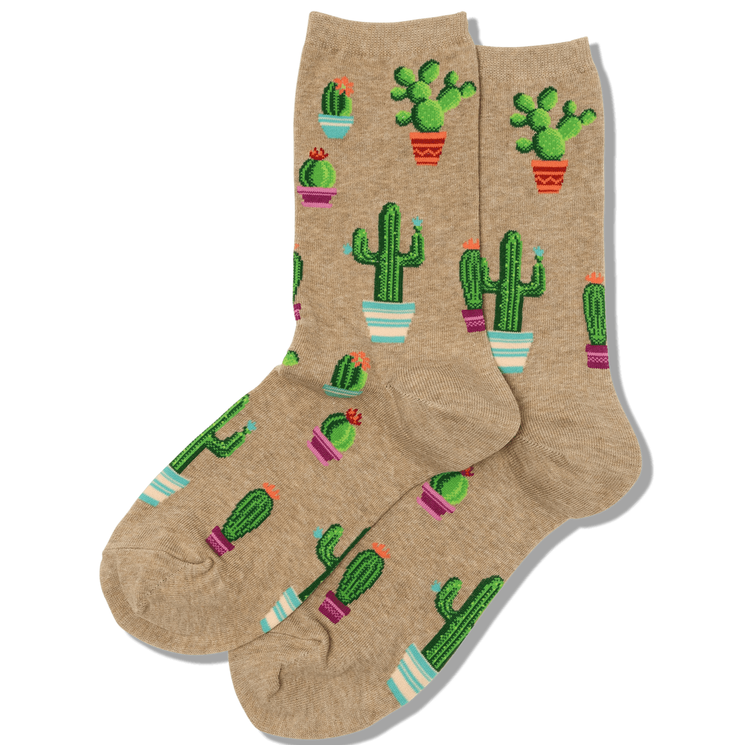 Potted Cactus Socks Women's Crew Sock Tan