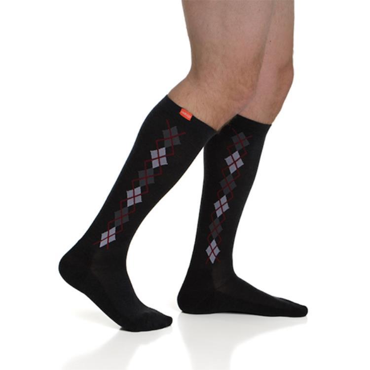 Wool Argyle Black &amp; Brick Compression Socks Unisex Knee High Sock black