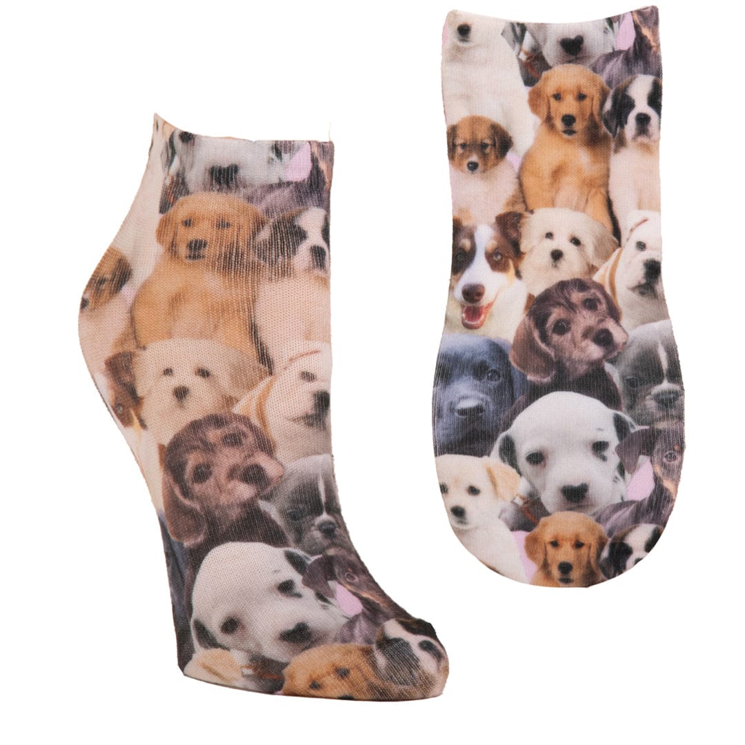 Puppy All Over Socks Ankle Sock Brown