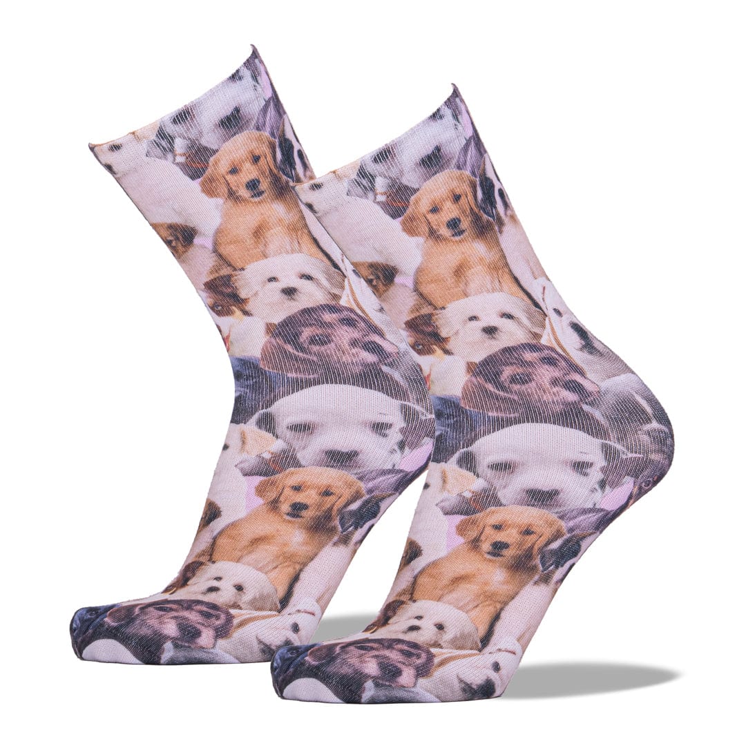 Puppy All Over Unisex Crew Socks Brown