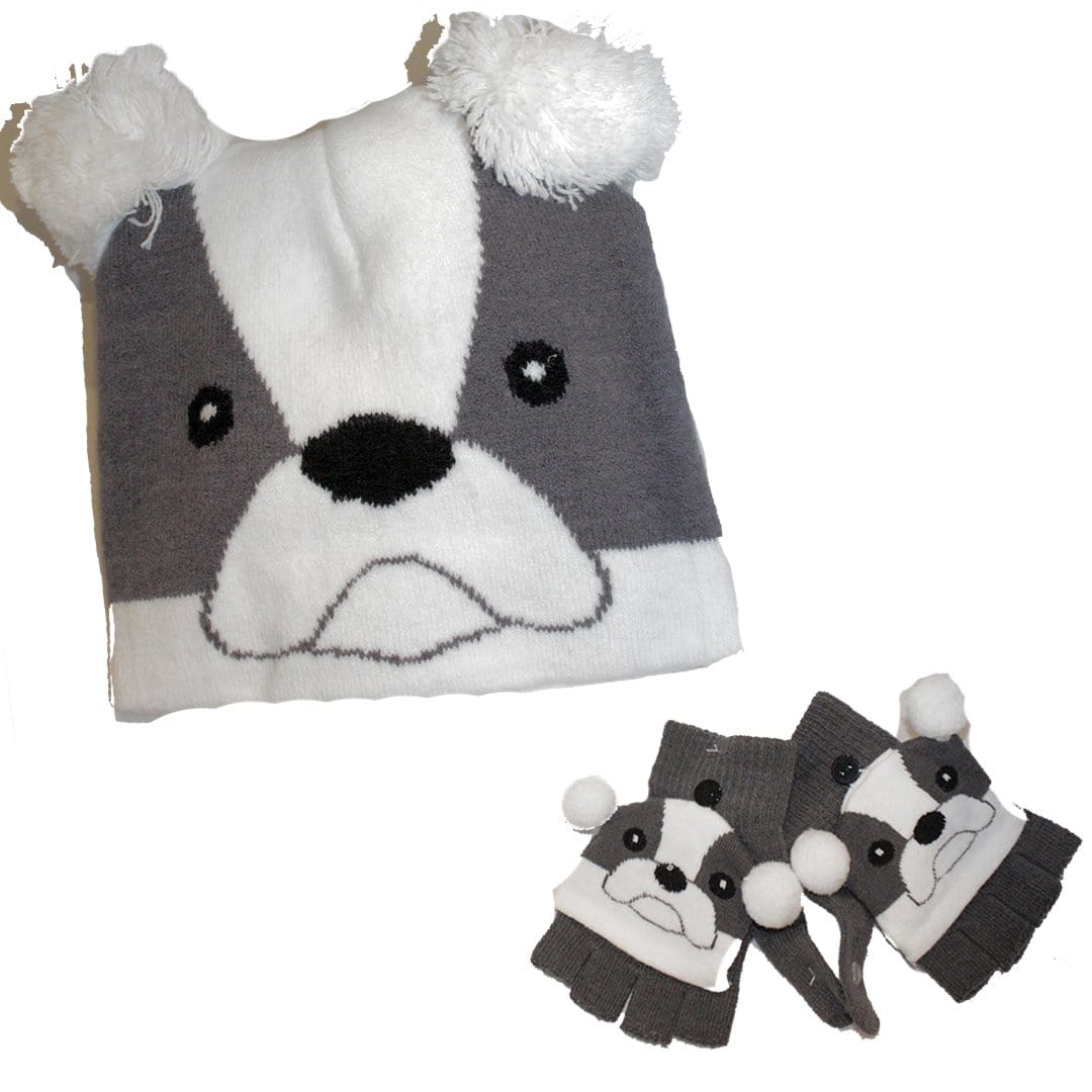 Puppy Dog Kid’s Hat &amp; Gloves Set White