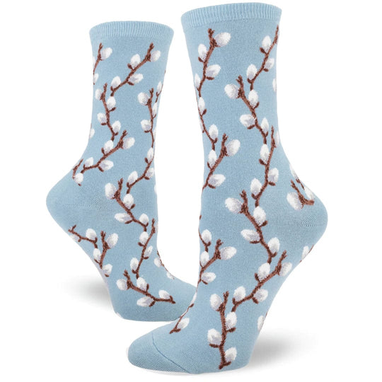 Pussy Willow Women's Crew Socks Blue