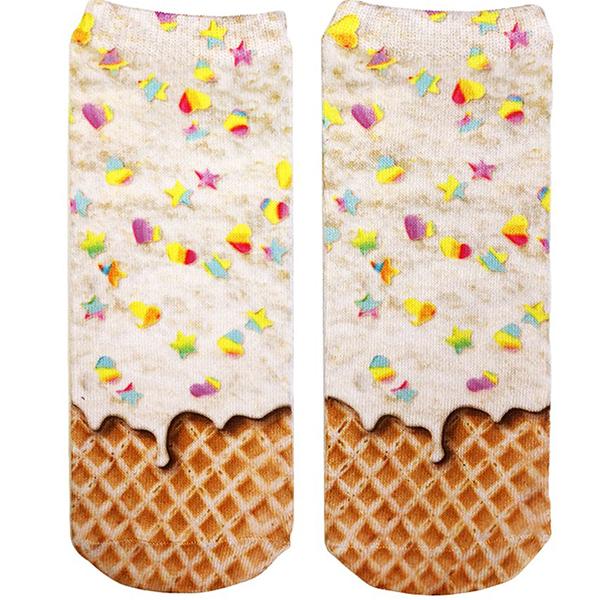 Ice Cream Rainbow Sprinkle Ankle Sock White