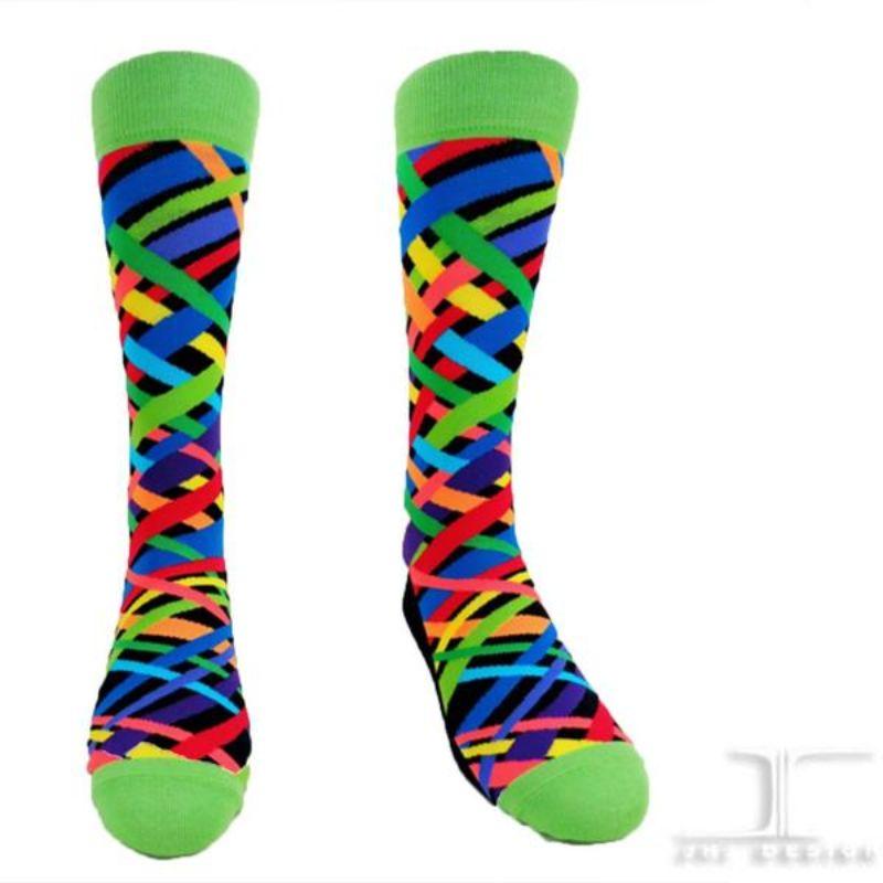 Rainbow Criss Cross Socks Unisex Crew Sock Medium/Women / multi