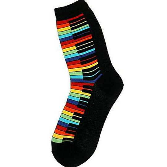 Rainbow Piano Socks Women's Crew Sock black