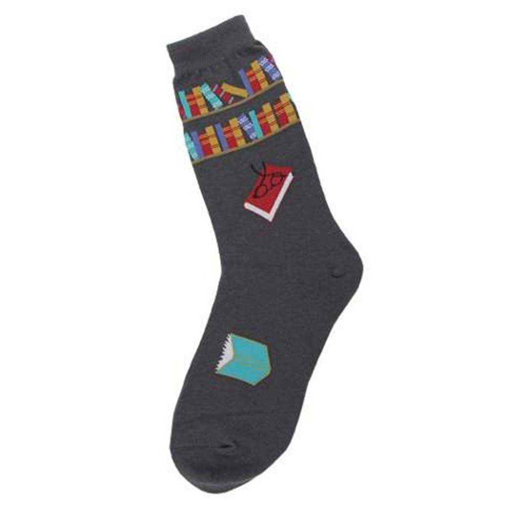 Reading Books Socks Women's Crew Sock Charcoal