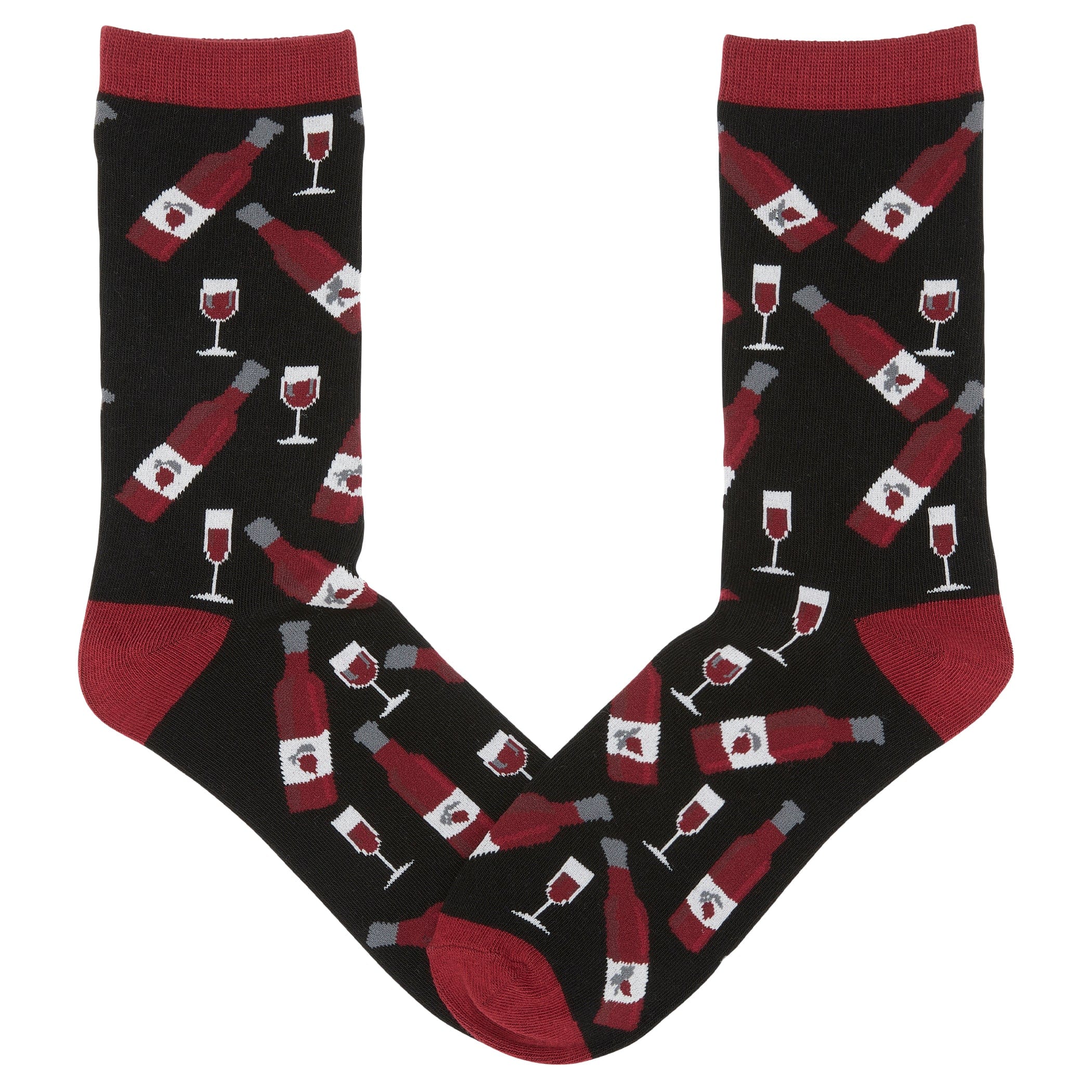Red Wine Crew Socks Black