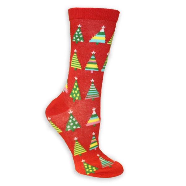Christmas Trees Women’s Holiday Sock Red