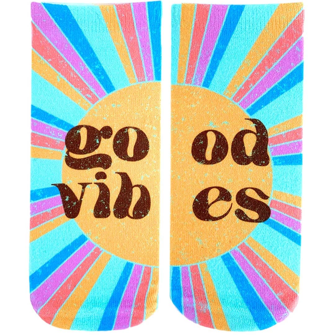 Retro Good Vibes Ankle Socks Orange