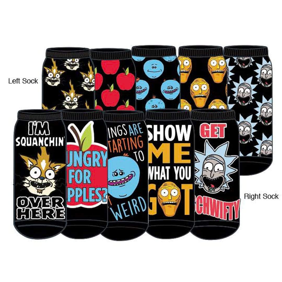 Rick & Morty Socks Unisex Ankle Sock 6-Pack black