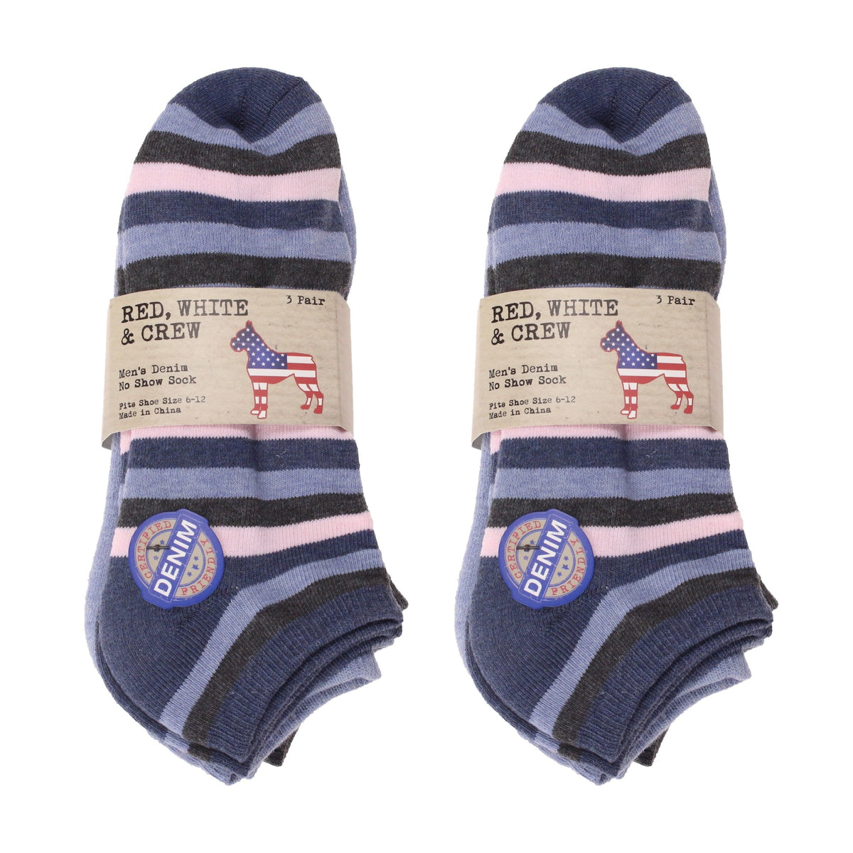 Blue Striped Socks 3 Pack Men&#39;s No Show Socks Blue