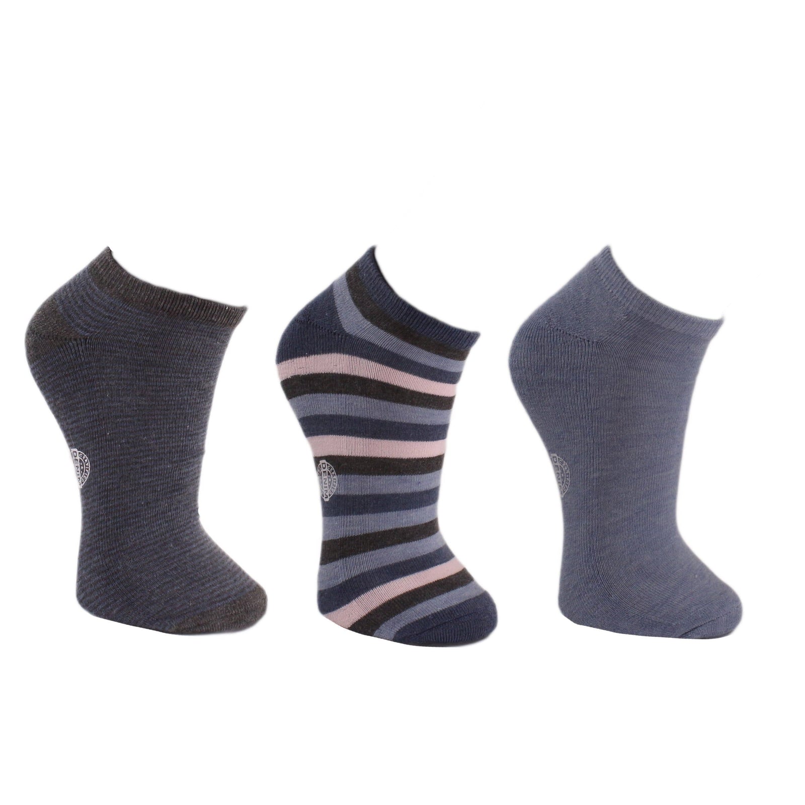Blue Striped Socks 3 Pack Men's No Show Socks Blue