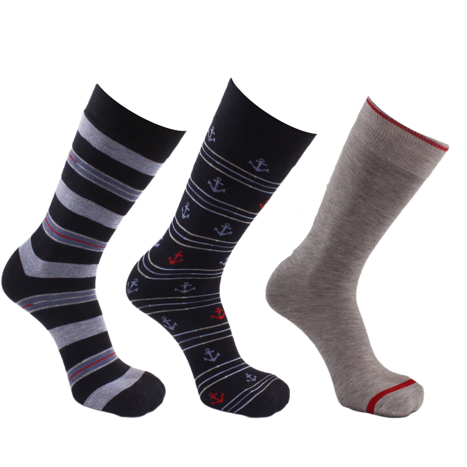 Anchors 3 Pack Crew Socks Navy