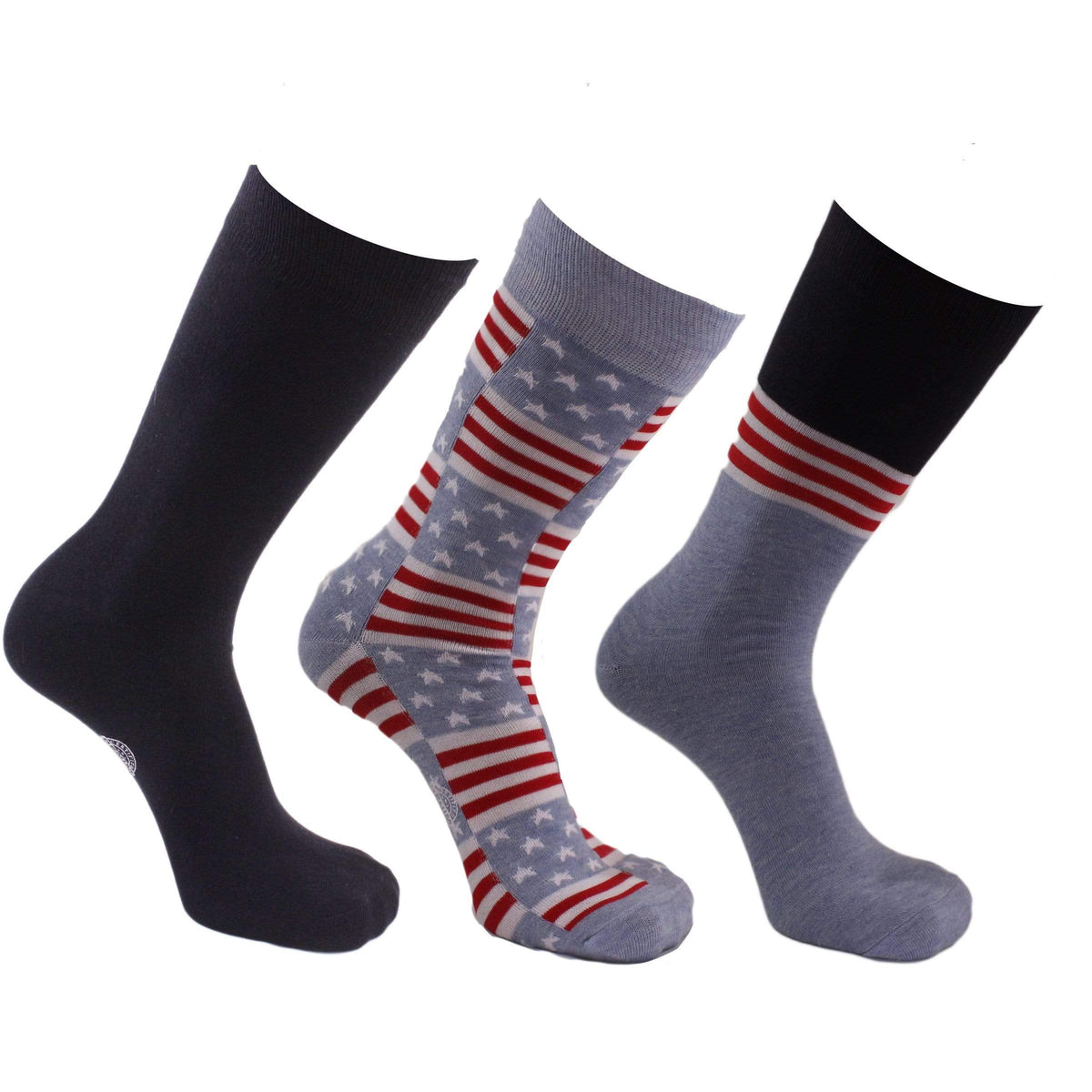 Stars &amp; Stripes 3 Pack Crew Socks Red / White / Blue