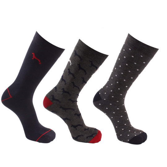 Dogs 3 Pack Crew Socks grey / navy / red