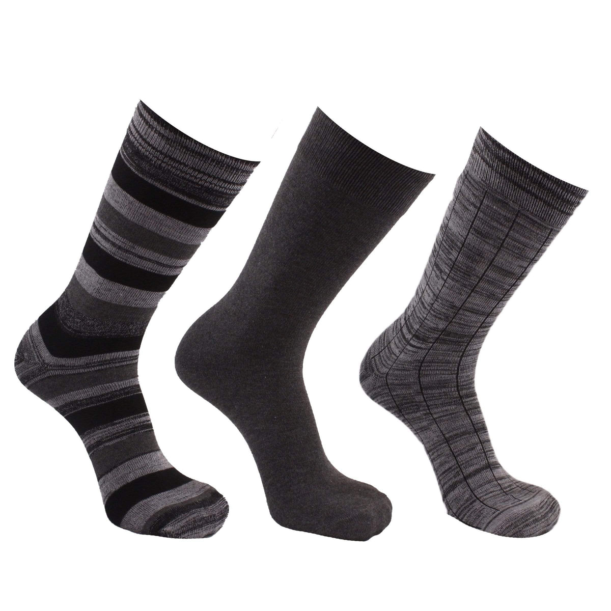 Marled Rib 3 Pack Crew Socks Black / Grey