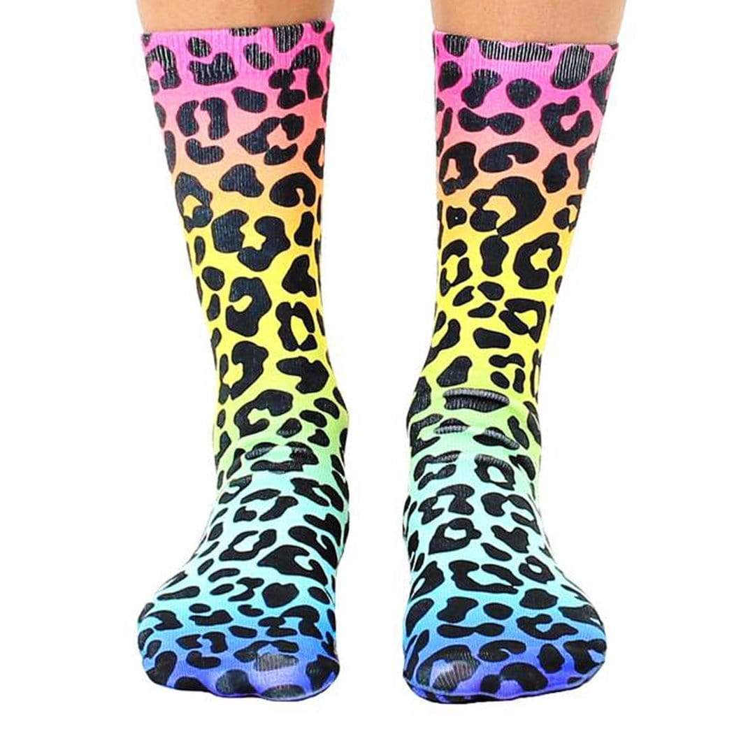 Rainbow Leopard Crew Socks Rainbow