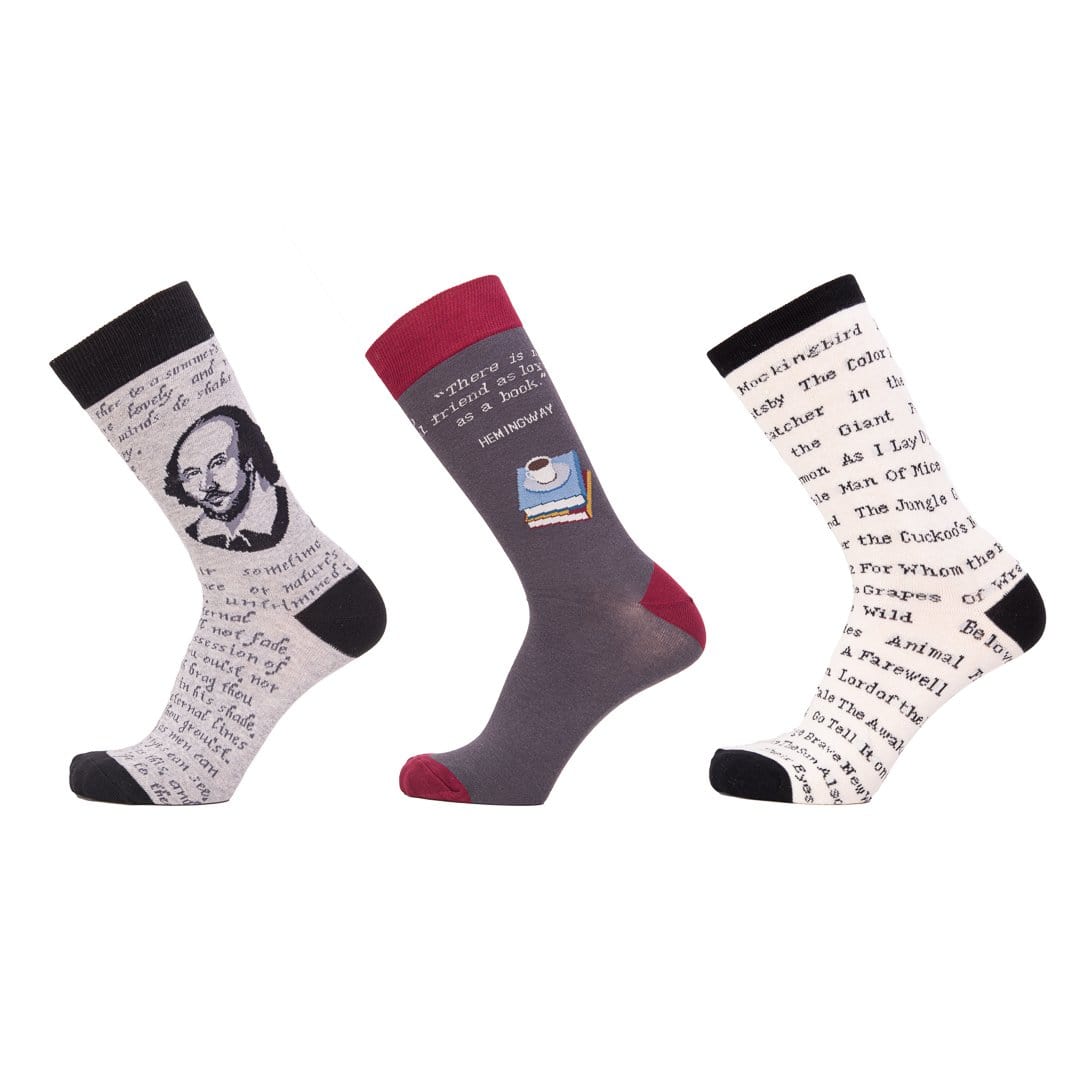 Reader's Gift Bag of Socks For Him Black / White / Grey