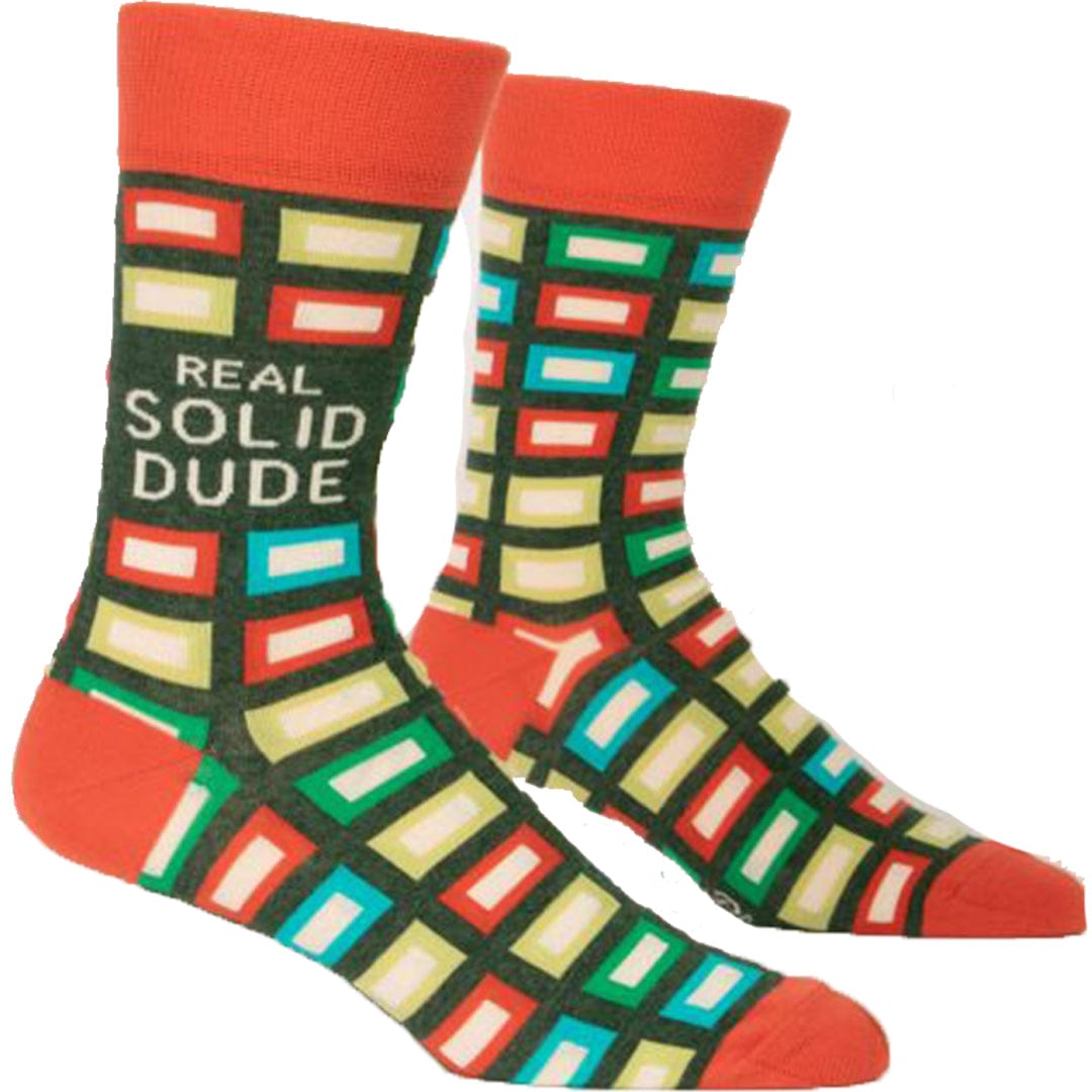 Real Solid Dude Men's Crew Socks Green / Orange
