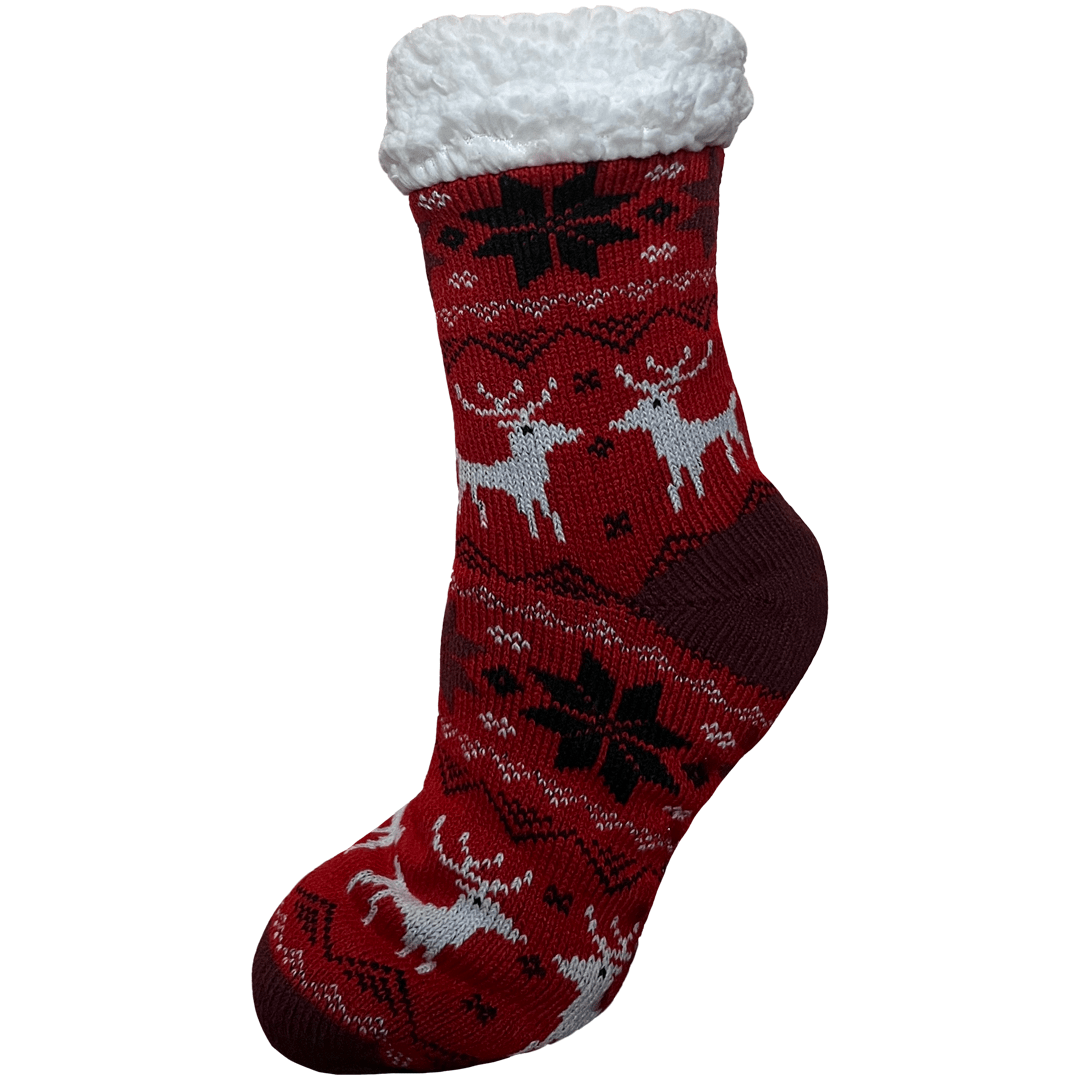 Sherpa Christmas Slipper Socks Red / White