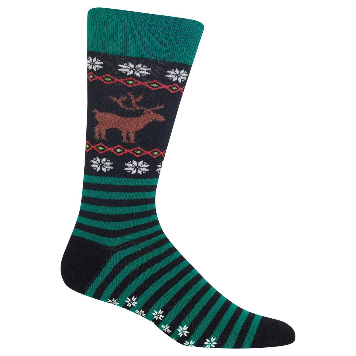 Reindeer Socks - Slip-Resistant Men’s Crew Sock Black