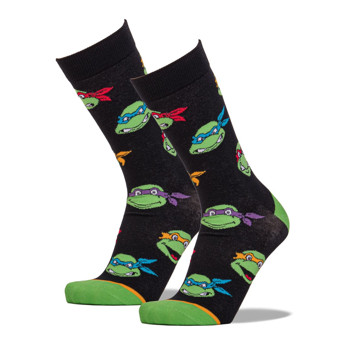 Retro Turtle Heads Men's Crew Sock Black
