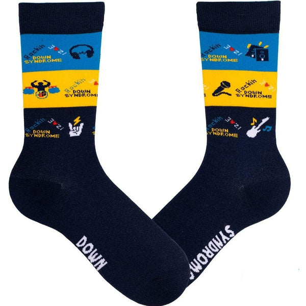 Navy Striped Rockin' Down Syndrome - Crew Sock Navy / Women's