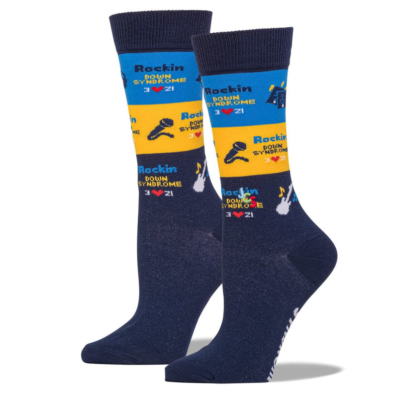 Navy Striped Rockin' Down Syndrome - Crew Sock