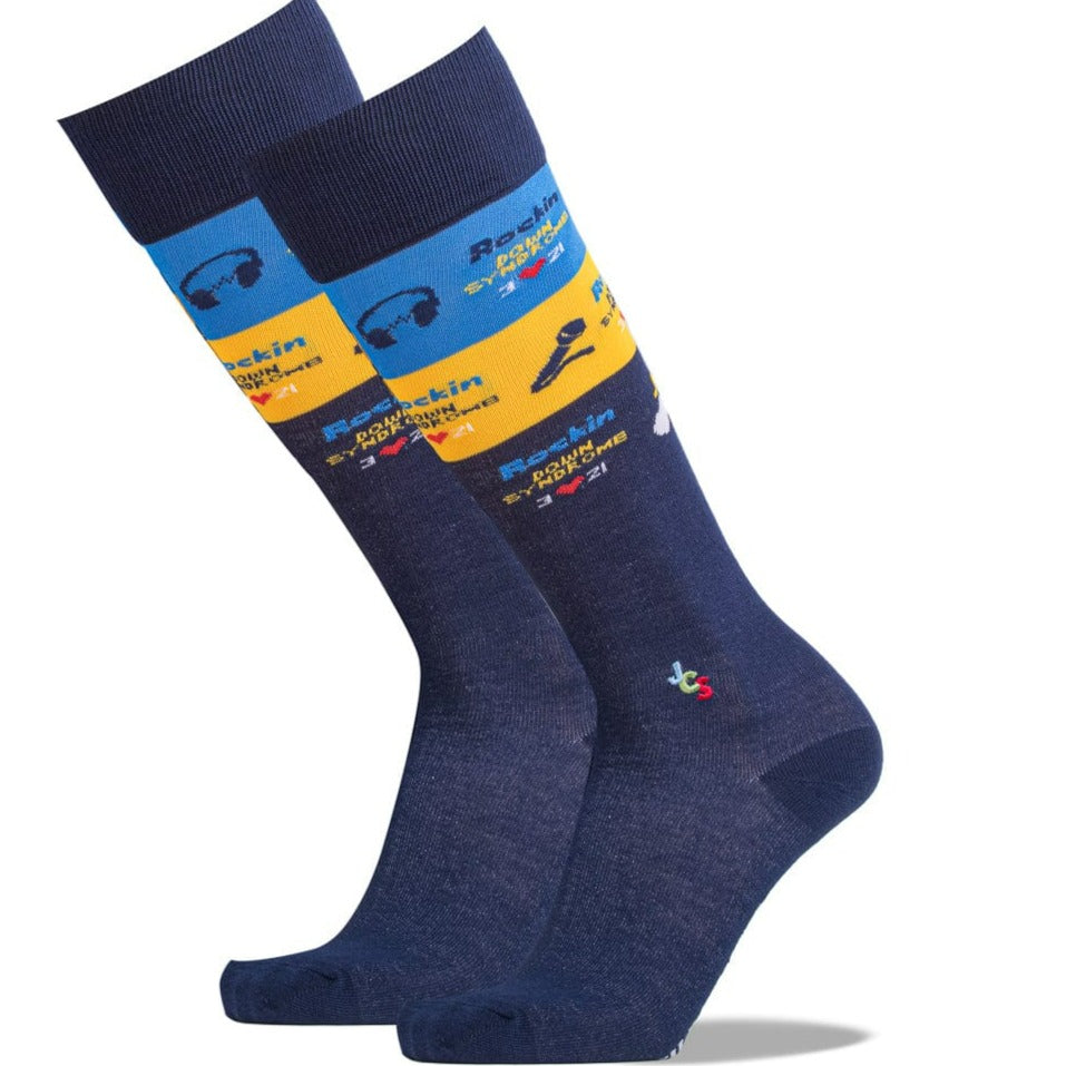 Rockin&#39; Down Syndrome Socks Knee High Sock Navy / Men&#39;s